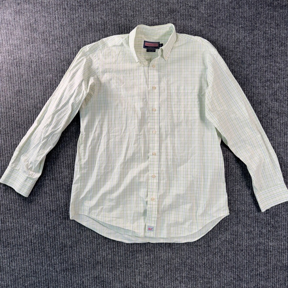 Vineyard Vines Mens‎ L Murray Shirt Green Plaid Coastal Prep Long Sleeve